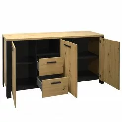 Red Living Sideboard Zagora - Asteiche Dekor / Schwarz -Buromobel Verkaufe 1000329410 220203 15484200050 DETAILS P000000001000329410