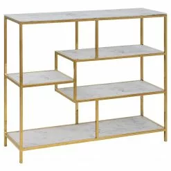 Fredriks Regal Katori I - Glas / Metall - Marmor Weiß Dekor / Gold