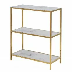 Fredriks Regal Katori II - Glas / Metall - Marmor Weiß Dekor / Gold