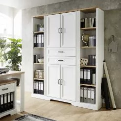 Ridgevalley Schrankwand Jasmund I (3-teilig) - Pinie Weiß Dekor / Eiche Artisan Dekor