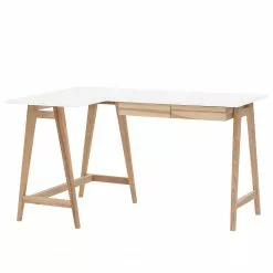 Mørteens Eckschreibtisch Ophelia - Weiß - Breite: 135 cm - Schublade rechts