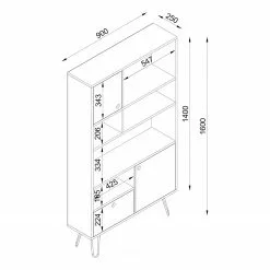 Loftscape Regal Kerrang - Walnuss Dekor / Anthrazit / Weiß -Buromobel Verkaufe 1000333719 220302 500 SKETCH DETAILS P000000001000333719 sketch