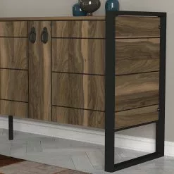 Red Living Sideboard Lando - Metall - Walnuss Dekor / Schwarz -Buromobel Verkaufe 1000333722 220302 030 DETAILS P000000001000333722