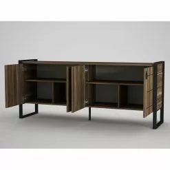 Red Living Sideboard Lando - Metall - Walnuss Dekor / Schwarz -Buromobel Verkaufe 1000333722 220302 031 DETAILS P000000001000333722