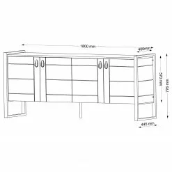 Red Living Sideboard Lando - Metall - Walnuss Dekor / Schwarz -Buromobel Verkaufe 1000333722 220302 500 SKETCH DETAILS P000000001000333722 sketch