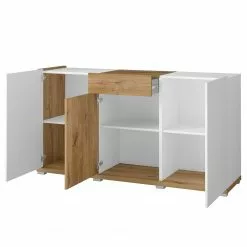 Loftscape Sideboard Lahntal - Hochglanz Weiß / Risseiche Dekor -Buromobel Verkaufe 1000340000 220317 030 DETAILS P000000001000340000