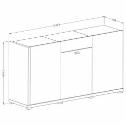 Loftscape Sideboard Lahntal - Hochglanz Weiß / Risseiche Dekor -Buromobel Verkaufe 1000340000 220317 500 SKETCH DETAILS P000000001000340000 sketch