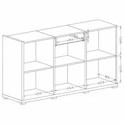 Loftscape Sideboard Lahntal - Hochglanz Weiß / Risseiche Dekor -Buromobel Verkaufe 1000340000 220317 501 SKETCH DETAILS P000000001000340000 sketch