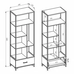 Red Living Büroregal Sonny - Wotaneiche Dekor / Schwarz -Buromobel Verkaufe 1000341080 220322 500 SKETCH DETAILS P000000001000341080 sketch
