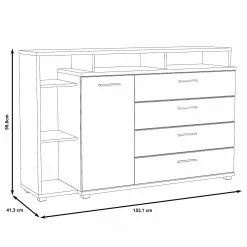 Loftscape Sideboard Piemont III - Weiß / Sandeiche Dekor -Buromobel Verkaufe 1000342478 220404 500 SKETCH DETAILS P000000001000342478 sketch