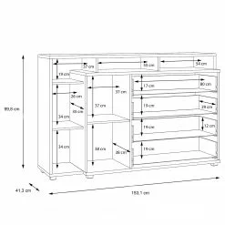 Loftscape Sideboard Piemont III - Weiß / Sandeiche Dekor -Buromobel Verkaufe 1000342478 220404 501 SKETCH DETAILS P000000001000342478 sketch