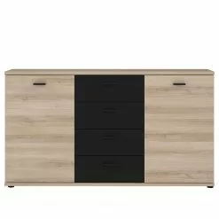 Loftscape Sideboard Piemont I - Schwarz / Eiche Bianco Dekor -Buromobel Verkaufe 1000342479 220404 030 DETAILS P000000001000342479