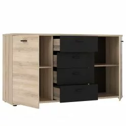 Loftscape Sideboard Piemont I - Schwarz / Eiche Bianco Dekor -Buromobel Verkaufe 1000342479 220404 031 DETAILS P000000001000342479