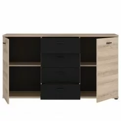 Loftscape Sideboard Piemont I - Schwarz / Eiche Bianco Dekor -Buromobel Verkaufe 1000342479 220404 032 DETAILS P000000001000342479