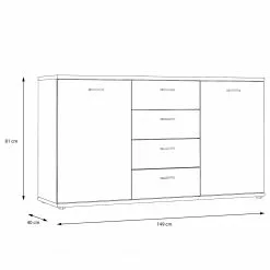 Loftscape Sideboard Piemont I - Schwarz / Eiche Bianco Dekor -Buromobel Verkaufe 1000342479 220404 500 SKETCH DETAILS P000000001000342479 sketch