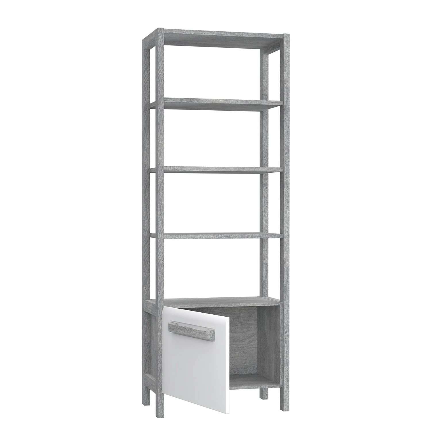 Loftscape Regal Toscana - Hochglanz Weiß / Eiche Grau Dekor 7 Loftscape Regal Toscana - Hochglanz Weiß / Eiche Grau Dekor – Bild 5