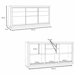 Loftscape Sideboard Wilander - Inkl. Beleuchtung - Hochglanz Weiß / Eiche Nelson Dekor -Buromobel Verkaufe 1000344667 220414 500 SKETCH DETAILS P000000001000344667 sketch