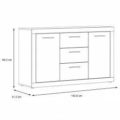 Loftscape Sideboard Vetras - Hochglanz Weiß / Beton Dekor -Buromobel Verkaufe 1000344673 220414 500 SKETCH DETAILS P000000001000344673 sketch