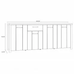 Red Living Sideboard Westlock II - Esche Dekor / Schwarz -Buromobel Verkaufe 1000344679 220414 500 SKETCH DETAILS P000000001000344679 sketch