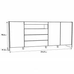 Loftscape Sideboard Urban II - Inkl. Beleuchtung - Weiß / Eiche Grau Dekor -Buromobel Verkaufe 1000344689 220414 500 SKETCH DETAILS P000000001000344689 sketch