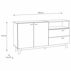 Loftscape Sideboard Pesaro I - Eiche Artisan Dekor / Schwarz -Buromobel Verkaufe 1000348113 220603 500 SKETCH DETAILS P000000001000348113 sketch