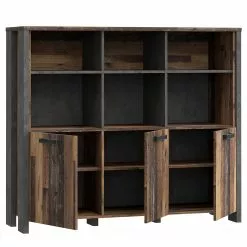 Fredriks Büroregal Clifford - Altholz Dekor / Dunkelgrau -Buromobel Verkaufe 1000348167 220505 032 DETAILS P000000001000348167