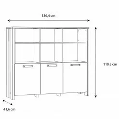 Fredriks Büroregal Clifford - Altholz Dekor / Dunkelgrau -Buromobel Verkaufe 1000348167 220505 500 SKETCH DETAILS P000000001000348167 sketch