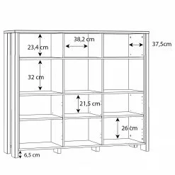 Fredriks Büroregal Clifford - Altholz Dekor / Dunkelgrau -Buromobel Verkaufe 1000348167 220505 501 SKETCH DETAILS P000000001000348167 sketch