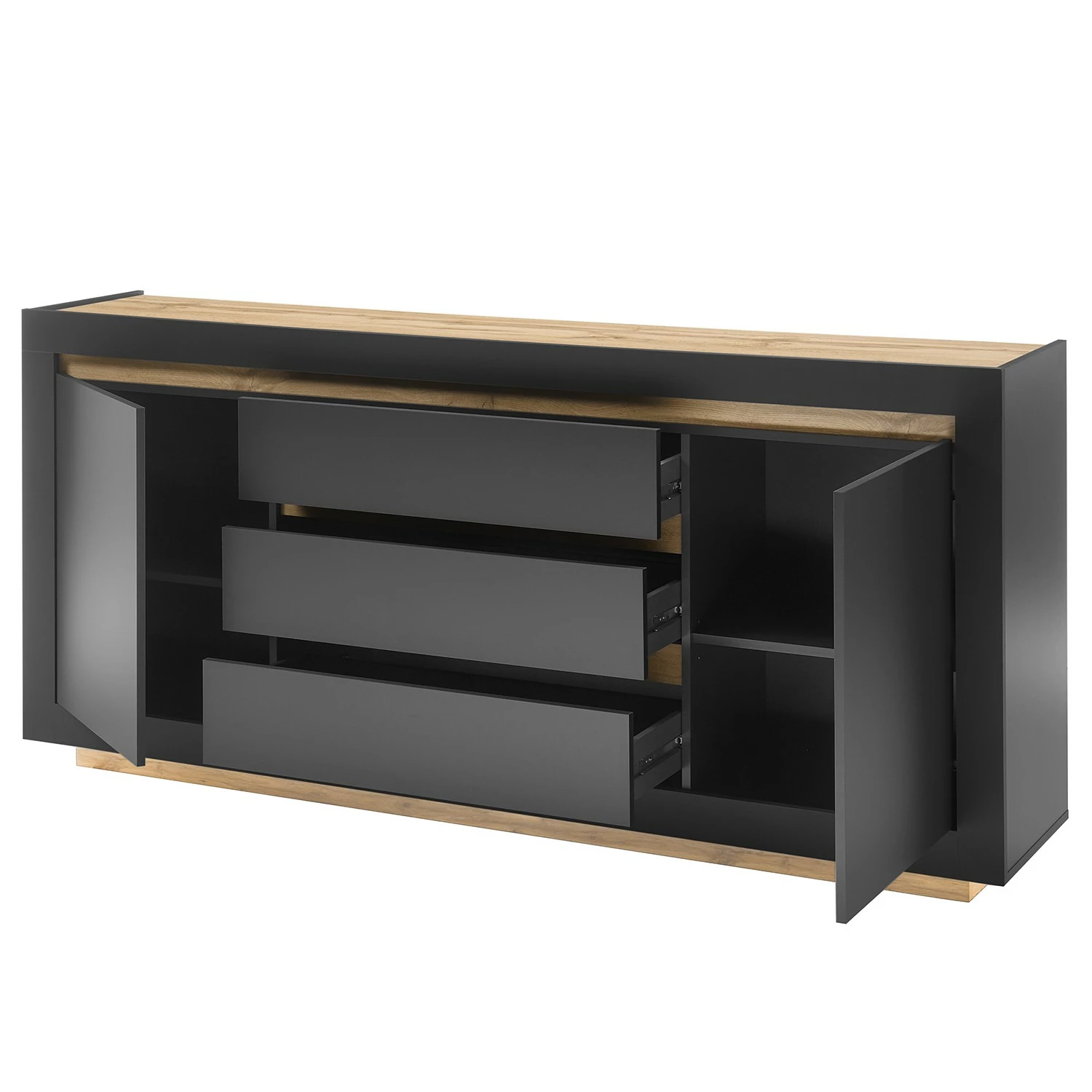 Loftscape Sideboard Accra - Anthrazit / Eiche Dekor 8 Loftscape Sideboard Accra - Anthrazit / Eiche Dekor – Bild 6