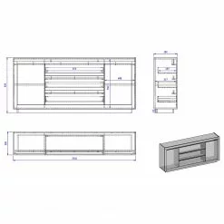 Loftscape Sideboard Accra - Weiß / Anthrazit -Buromobel Verkaufe 1000348827 220506 500 SKETCH DETAILS P000000001000348827 sketch
