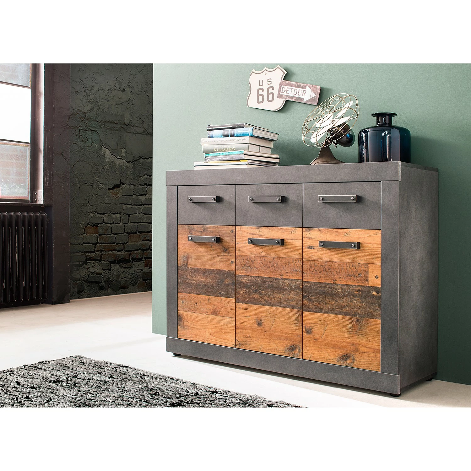 Trendteam Kommode Indy II - Altholz Dekor / Anthrazit 4 Trendteam Kommode Indy II - Altholz Dekor / Anthrazit – Bild 2