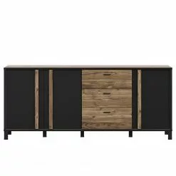 Red Living Sideboard Vallegrande II - Alpenkiefer Dekor / Schwarz -Buromobel Verkaufe 1000356708 220603 030 DETAILS P000000001000356708