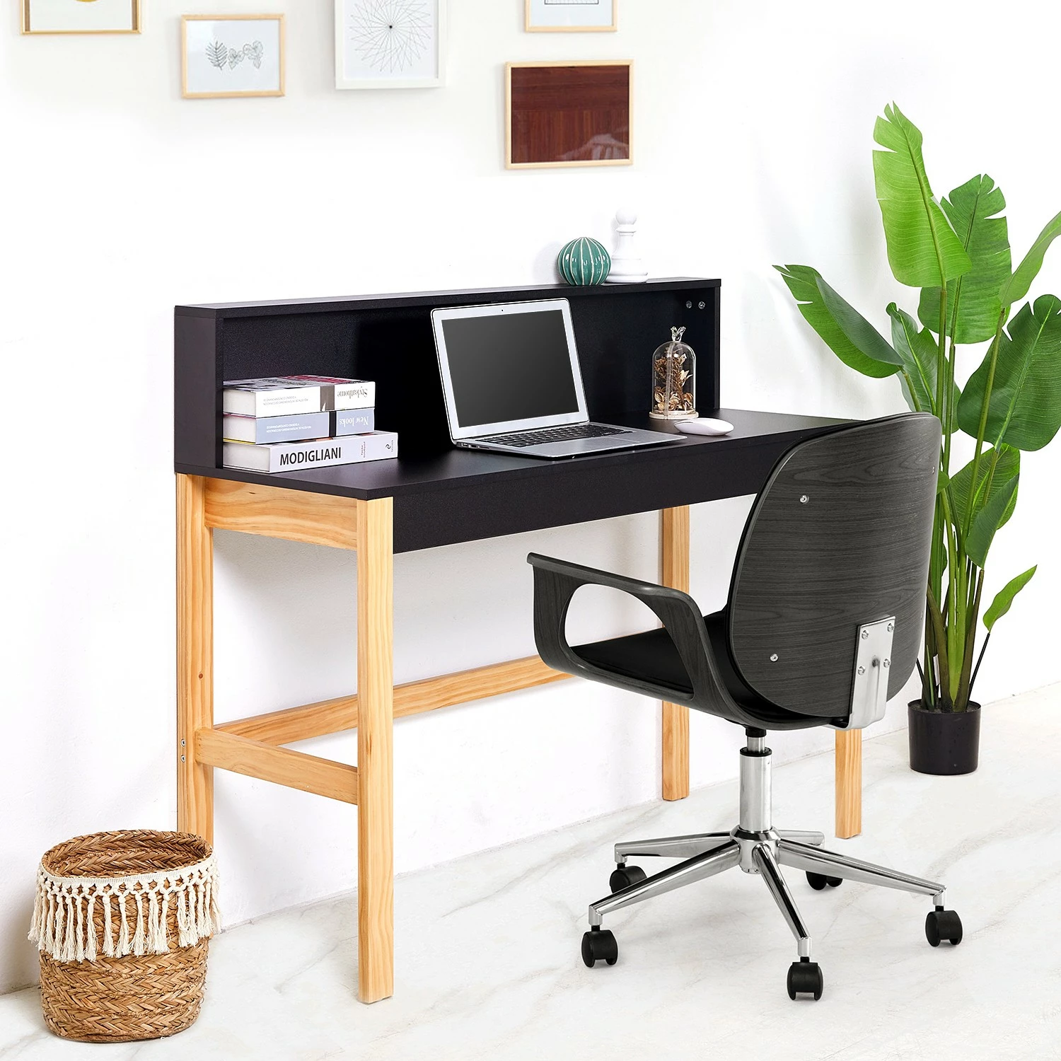 Loftscape Schreibtisch Pelotas - Pinie teilmassiv - Schwarz / Pinie 4 Loftscape Schreibtisch Pelotas - Pinie teilmassiv - Schwarz / Pinie – Bild 2