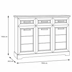 Ridgevalley Sideboard New Dessa III - Kiefer Weiß Dekor -Buromobel Verkaufe 1000358010 220616 500 SKETCH DETAILS P000000001000358010 sketch