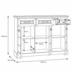 Ridgevalley Sideboard New Dessa III - Kiefer Weiß Dekor -Buromobel Verkaufe 1000358010 220616 501 SKETCH DETAILS P000000001000358010 sketch