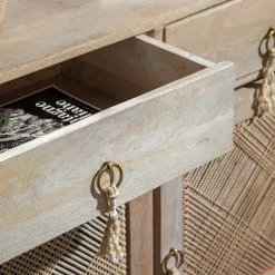 Ridgevalley Sideboard Lumby I - Mango massiv - Mango Hell / Grau -Buromobel Verkaufe 1000359920 220621 030 DETAILS P000000001000359920