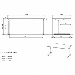 Germania Büroset GW-Profi 2.0 (2-teilig) - Höhenverstellbar - Eiche Grandson Dekor -Buromobel Verkaufe 1000360351 220622 500 SKETCH DETAILS P000000001000360351 sketch