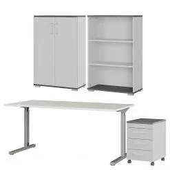 Germania Büroset GW-Profi 2.0 II (4-teilig) - Höhenverstellbar - Hellgrau