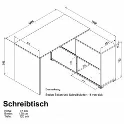 Germania Büroset Mingle III (3-teilig) - Anthrazit / Eiche Sonoma Dekor -Buromobel Verkaufe 1000360363 220622 500 SKETCH DETAILS P000000001000360363 sketch