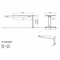 Germania Büroset GW-Agenda II (4-teilig) - Höhenverstellbar - Eiche Grandson Dekor -Buromobel Verkaufe 1000360372 220622 503 SKETCH DETAILS P000000001000360372 sketch