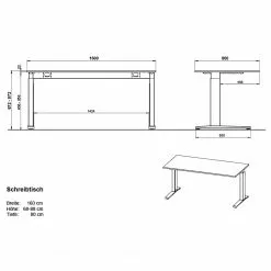 Germania Büroset GW-Agenda III (5-teilig) - Höhenverstellbar - Hellgrau -Buromobel Verkaufe 1000360374 220622 503 SKETCH DETAILS P000000001000360374 sketch