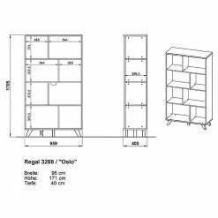 Germania Büroset Neston (5-teilig) - Weiß / Eiche Sanremo Dekor -Buromobel Verkaufe 1000360379 220622 500 SKETCH DETAILS P000000001000360379 sketch