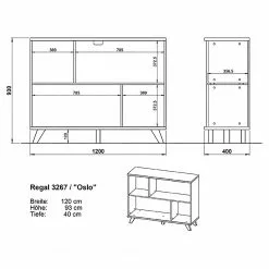 Germania Büroset Neston (5-teilig) - Weiß / Eiche Sanremo Dekor -Buromobel Verkaufe 1000360379 220622 501 SKETCH DETAILS P000000001000360379 sketch