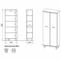 Germania Büroset Neston (5-teilig) - Weiß / Eiche Sanremo Dekor -Buromobel Verkaufe 1000360379 220622 503 SKETCH DETAILS P000000001000360379 sketch