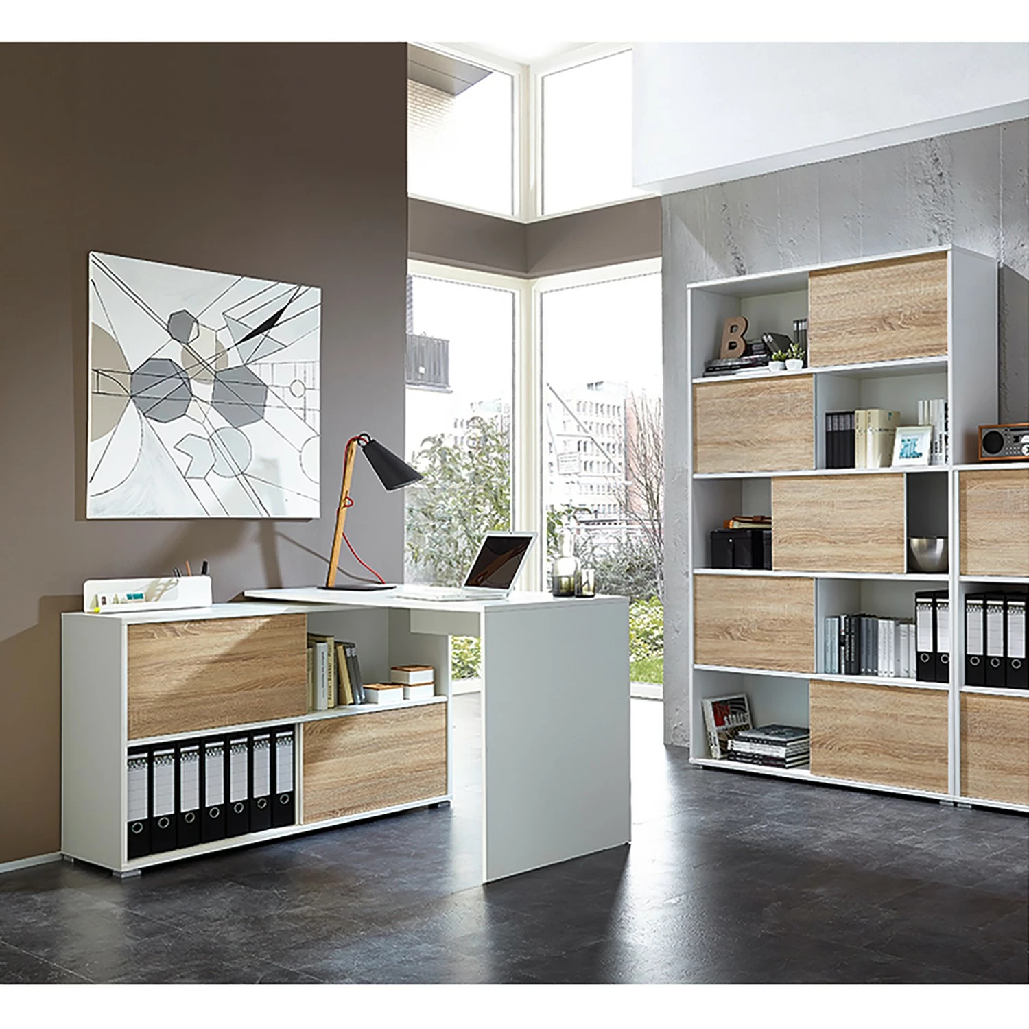 Germania Büroset Mingle I (2-teilig) - Weiß / Eiche Sonoma Dekor 4 Germania Büroset Mingle I (2-teilig) - Weiß / Eiche Sonoma Dekor – Bild 2