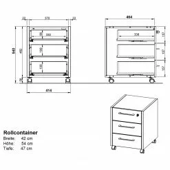 Germania Rollcontainer GW-Pasadena - Weiß / Graphit -Buromobel Verkaufe 1000361819 220722 500 SKETCH DETAILS P000000001000361819 sketch
