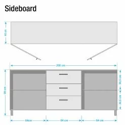 Ars manufacti Sideboard Woodson - Akazie massiv / Metall - Akazie Braun - Breite: 200 cm -Buromobel Verkaufe 1000361855 220624 500 SKETCH DETAILS P000000001000361855 sketch