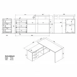Germania Büroset GW-Pasadena II - Graphit / Weiß -Buromobel Verkaufe 1000363831 220722 500 SKETCH DETAILS P000000001000363831 sketch