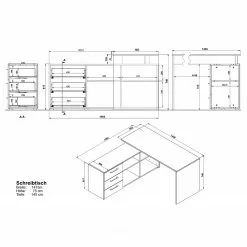 Germania Büroset GW-Pasadena VI - Graphit / Weiß -Buromobel Verkaufe 1000363836 220722 500 SKETCH DETAILS P000000001000363836 sketch