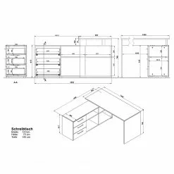Germania Büroset GW-Pasadena VII - Graphit / Weiß -Buromobel Verkaufe 1000363842 220722 500 SKETCH DETAILS P000000001000363842 sketch